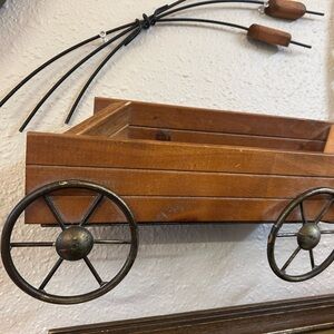 Country Rustic Brown Wooden Wall Decor Wagon
